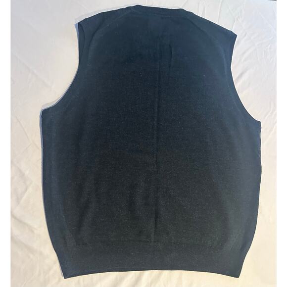 Black Brown 1826 Men's large Merino Wool Sweater black Vest V-Neck Italy Modern - Picture 1 of 5